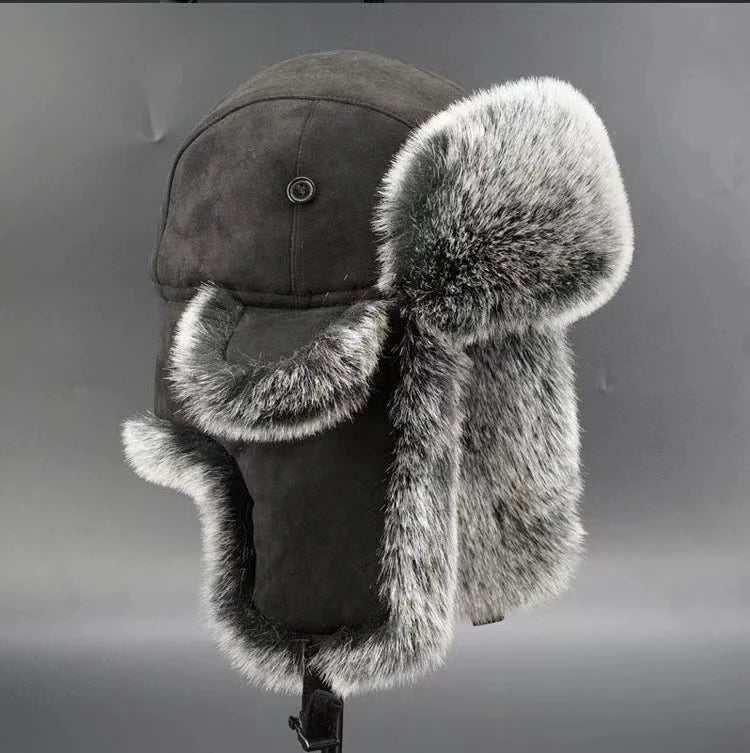 Men's Winter Trapper Aviator Trooper Earflap Warm Russian Waterproof Ski Hat Bomber Cap Russian Warm Ear Protectors Hats