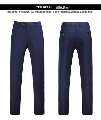 19 Colors High Quality Men's Solid Color Slim Fit Suit Pants Fashion Formal Business Social Groom Wedding High End Trousers