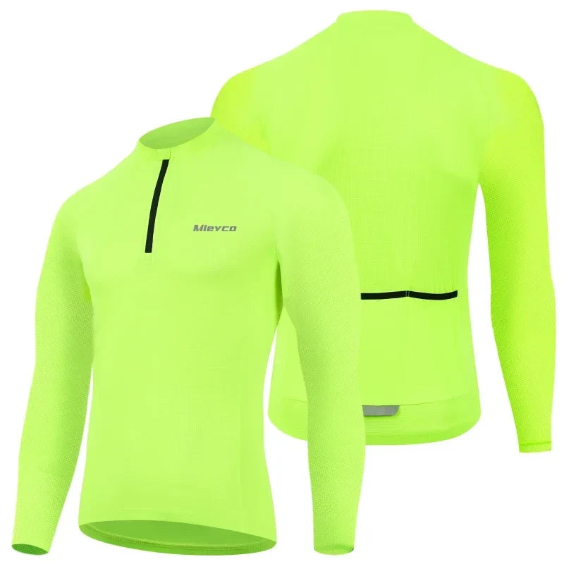 Men Cycling Jersey Long Sleeve Mountain Bike Shirt Three Pocket safty Reflective Cycling Jacket Sportswear Camisetas De Hombre