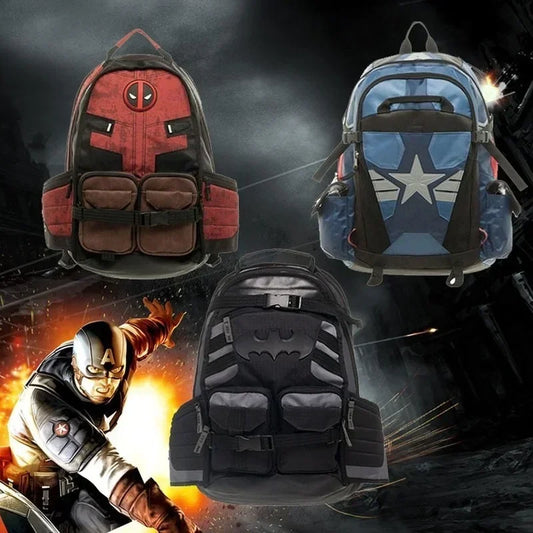 Avengers Deadpool Captains America Backpack Anime Cartoon Backpacks Outdoor Leisure Travel High Capacity Backpack