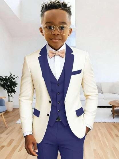 Multi-colors Boys Suits 3 Pieces Jacket Vest Pants Wedding Ring Bearer Outfit Handome Slim Fit Tuxedo For Birthday Party