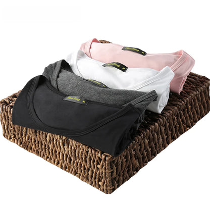 2 Piece Lots 95% Bamboo Fiber T Shirt Men Short Sleeve Tee Solid Color Summer Tops Plain Tshirt Crew Neck White Gym Clothing New