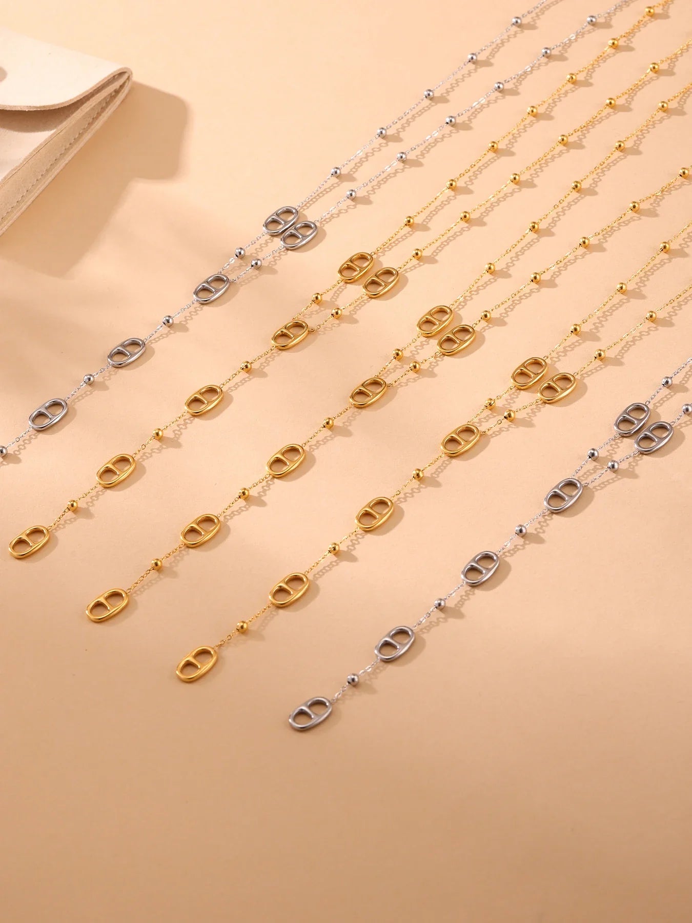 Fashion Long Chain Stainless Steel Necklacs For Women PVD Real Gold Plated Metal Female Collar Party Banquet Jewelry