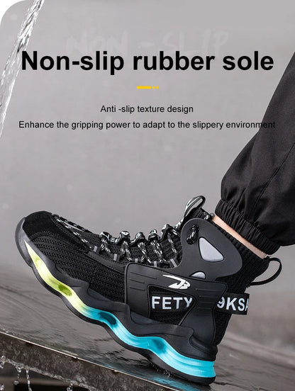 European Plus Size 50 Newest Design Men Wrok Safety Boots Anti-smash Steel Toe Cap Indestructible Construction Industry Shoes