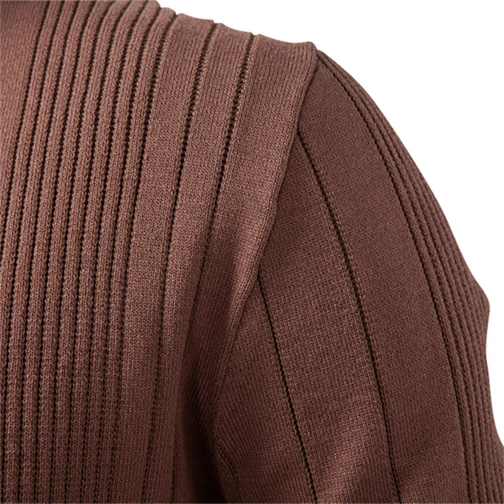 2025 Button Down Polo Shirt Men Solid Color Stripe Long Sleeve Fall Winter Luxury Warm Touch Business Casual Mens Polo Shirts