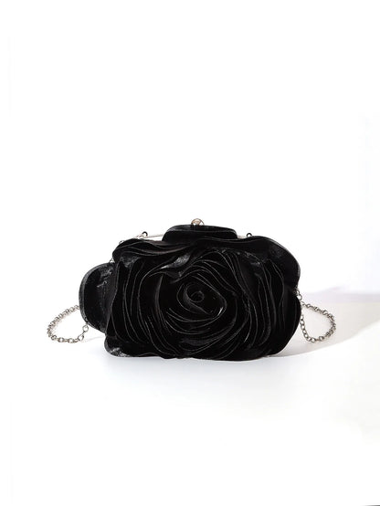 Fashion Pink Flower Petal Banquet Floral Dress Purse Evening Day Clutch Bag Women Luxury Prom Party Wedding Day Bag