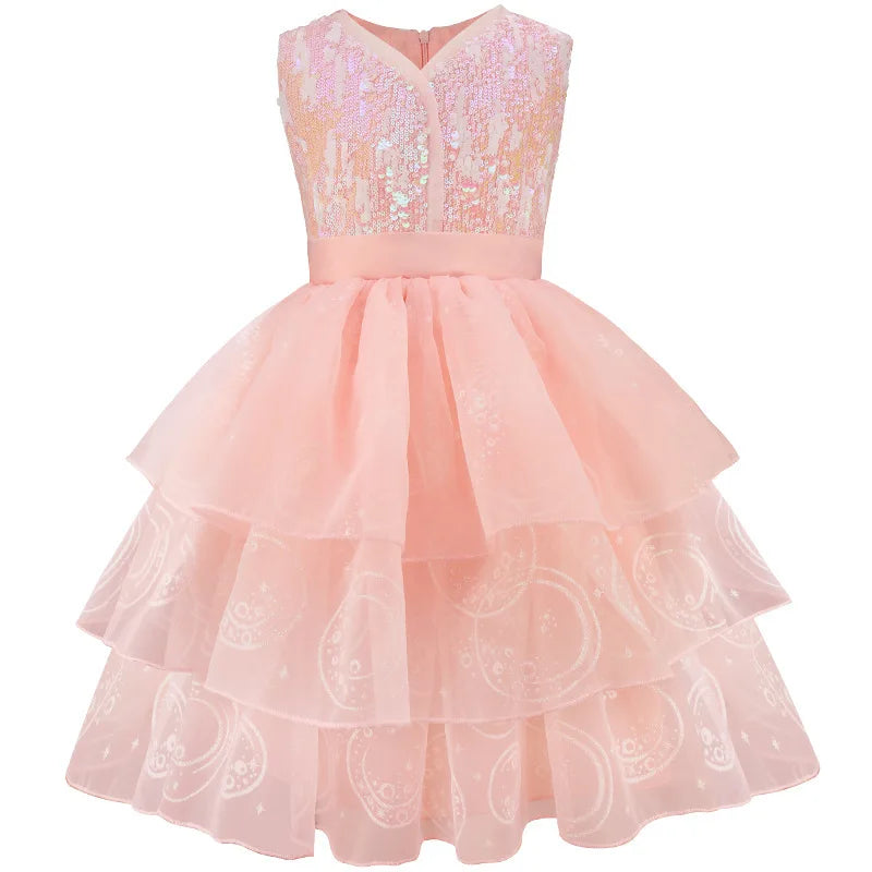 Good Witch Costume Girls Glinda Costume Dress Kids Wicked Cosplay Dress Up Outfits for Birthday Halloween 4-10Y