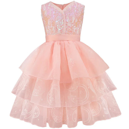 Good Witch Costume Girls Glinda Costume Dress Kids Wicked Cosplay Dress Up Outfits for Birthday Halloween 4-10Y