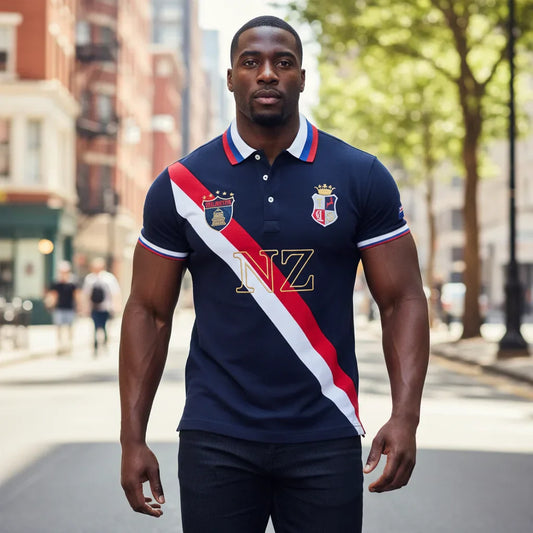 Men's polo shirt New Zealand Pacific Ocean cotton embroidery stitching color classic fashion original design pure cotton quality