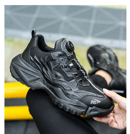Quality Rotated Button Safety Shoes Men Steel Toe Working Sneakers Light Stab Proof Work Boots Man Anti-smash Security Footwear