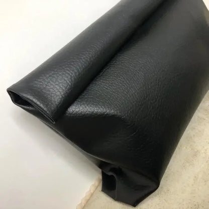 Simple Black Dull Handbag Rolled Edges Large Capacity Soft Texture Women's Casual Clutch Bag Vintage Artistic Style