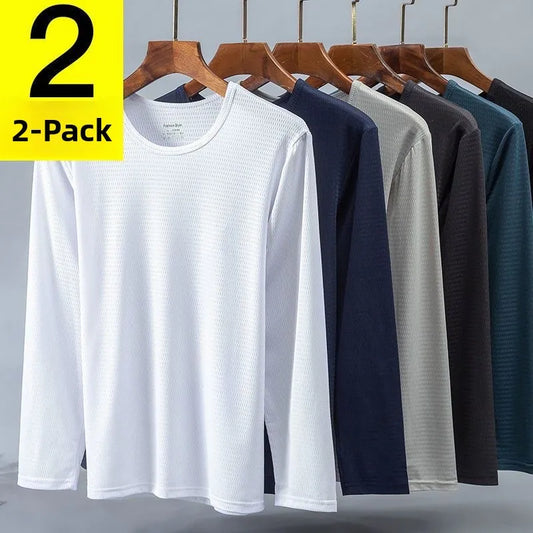 Ice Silk Long Sleeve T-Shirt Men's Summer Thin Mesh Breathable Sun Protection Quick Dry Outdoor Construction Base Shirt Air C...