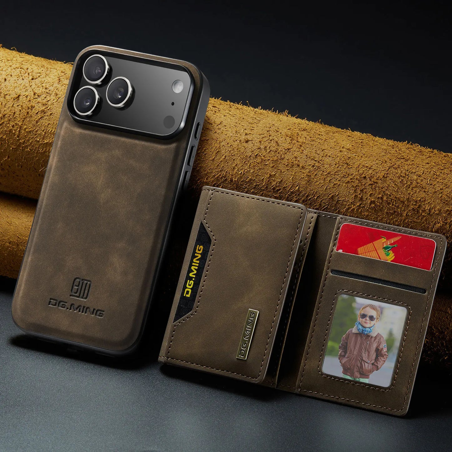 Luxury Leather Phone Case for IPhone 17 Pro Max Air16E 16 14 15 Plus 13 12 11 Pro Max Magnetic Detachable Card Stand Wallet