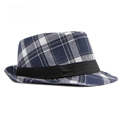 Spring/Summer Classic Versatile Checkered Top Hat Women's British Retro Jazz Fedoras for Men