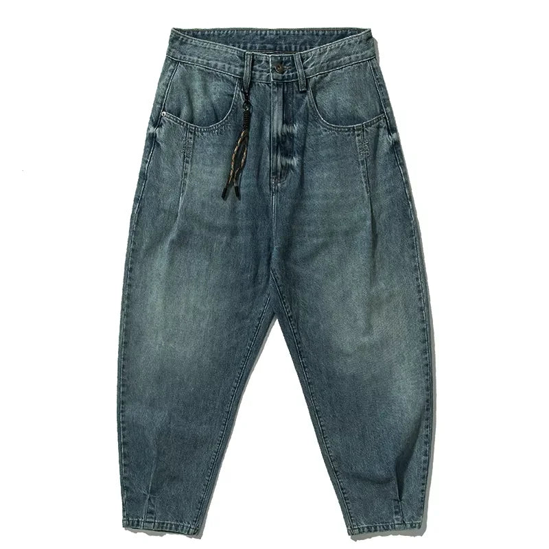 American Vintage High Quality Denim Cargo Pants Men Clothing Streetwear Loose Skate Jeans Harajuku Casual Harem Trousers Male