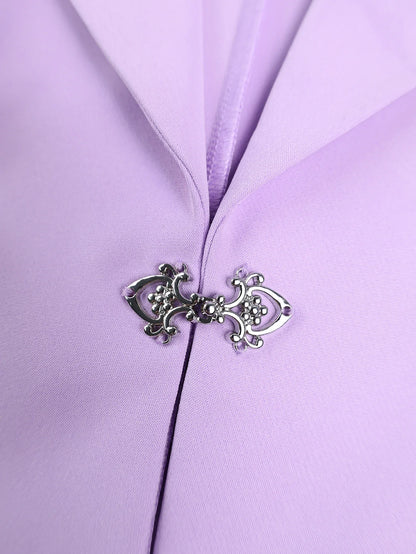 Stylish Lavender Women Office Blazer with Removable Bow Long Sleeve Suit Jacket Autumn Winter Wedding Guest Evening Party Outfit