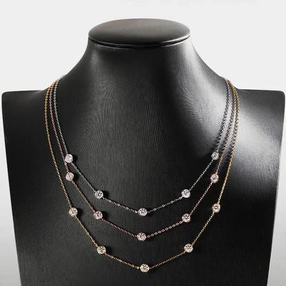 18k Plated 2.5CTTW Classic Bubble Moissanite Necklace for Women Sparkling Pendant Sterling Silver 925 Chain Wedding