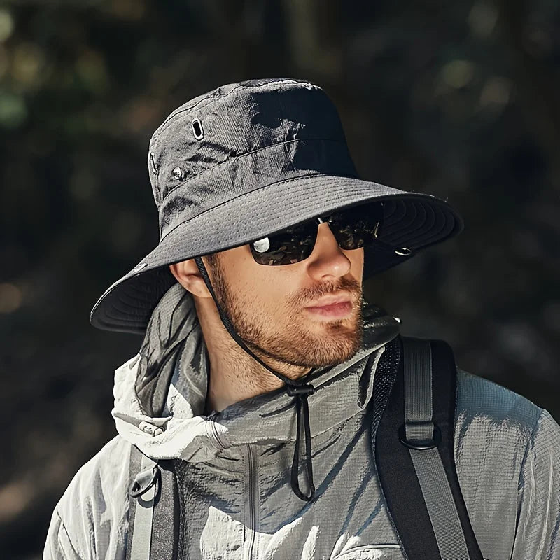 New Fisherman's Hat Fashionable and Versatile Sunscreen Mountaineering Hat Adjustable Breathable Waterproof Outdoor Camping Hat