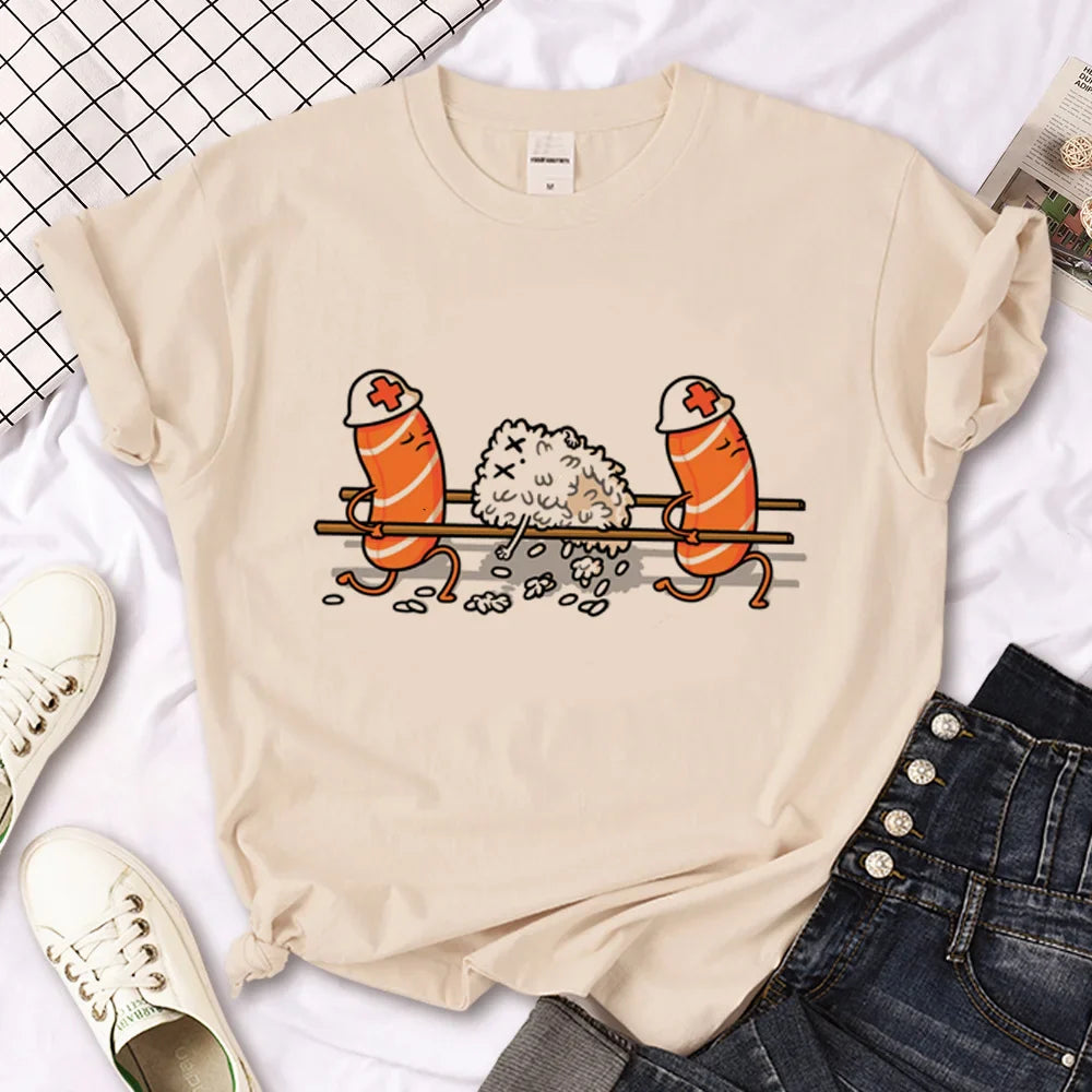 Sushi Shirt t shirt women manga harajuku streetwear t shirt female funny clothes