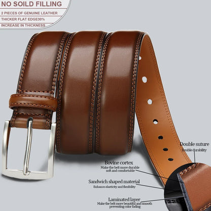 Men's Leather Belt Needle Buckle Belt Trendy New Casual Genuine Leather LONG Large Belts Cowhide Men's Belt Plus Size Men Belts
