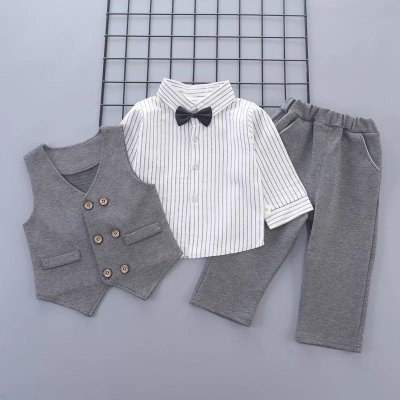 Spring Autumn Fashion Baby Clothes Suit Children Boys Vest Shirt Pants 3Pcs/Sets Infant Clothing Toddler Costume Kids Tracksuits