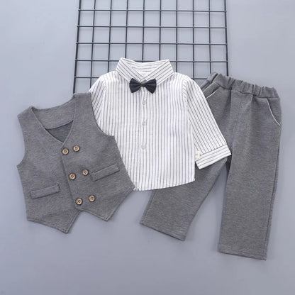 Spring Autumn Fashion Baby Clothes Suit Children Boys Vest Shirt Pants 3Pcs/Sets Infant Clothing Toddler Costume Kids Tracksuits