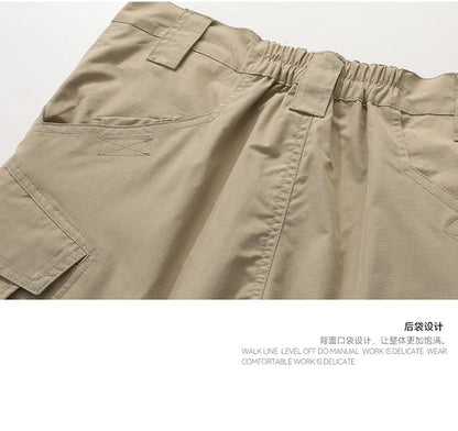 New Summer Men Thin Breathable Elastic Work Pants Outdoor Casual Sports Multi Pockets Cargo Pants Straight Tooling Trousers 3XL