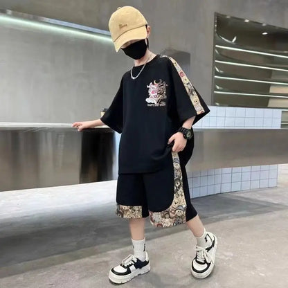 Plus Size Children's Clothing Boys From 4 T-shirts 7 12 Years Baby Summer Clothes Kids Boy Suit 2025 Top Outdoor Korean T-shirt