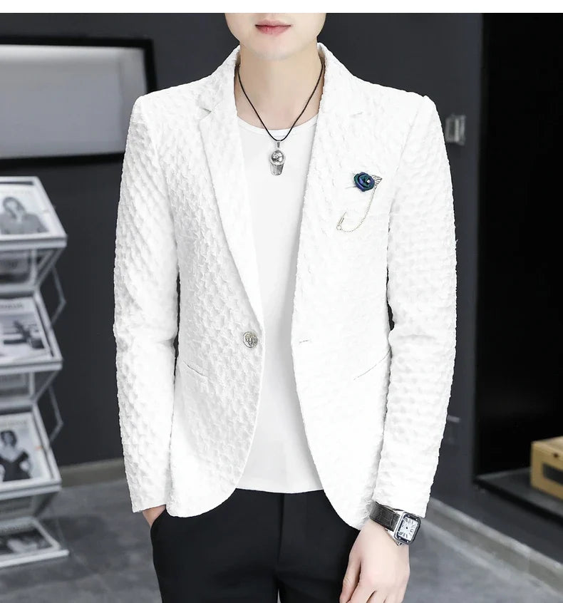 2024 Autumn New Fashion Handsome Men Business Leisure Banquet Shopping Slim-fit Korean Suit  Costume Croisé Homme  Blazer