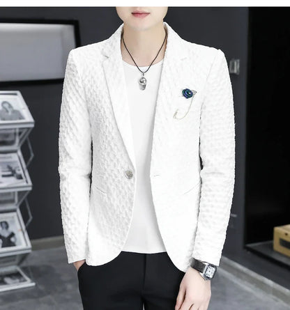 2024 Autumn New Fashion Handsome Men Business Leisure Banquet Shopping Slim-fit Korean Suit  Costume Croisé Homme  Blazer