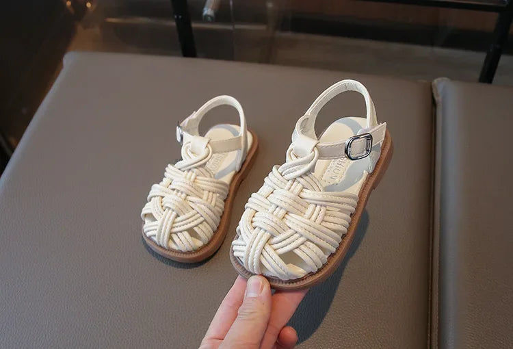 New Sandals Summer Children's Woven Casual Baby Shoes Girls Beach Shoes Slipper Size 22-31