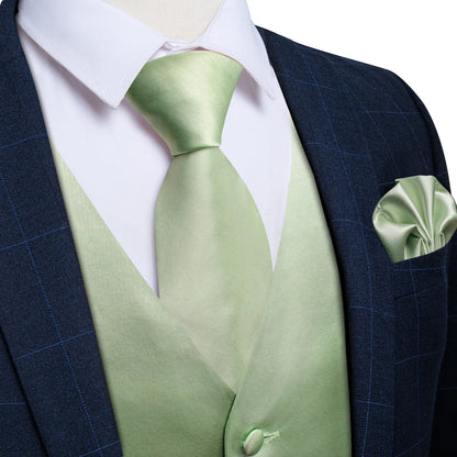 Wedding Party Green Men's Vest Shirt Accessories Fashion chaleco hombre for Man Four Seasons Wear Wholesale Necktie Handkerchief