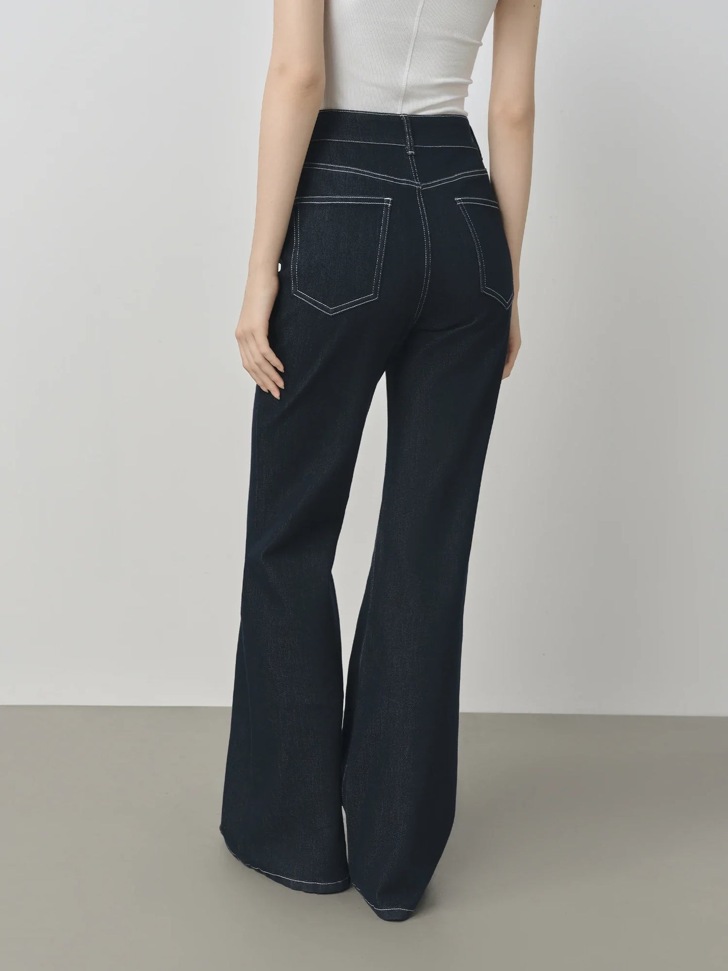 Elastic Waist Straight Slim Flared Jeans for Women 2025 Autumn New Arrival Y2K Chic Style Cotton Soft Jeans 25FS13143