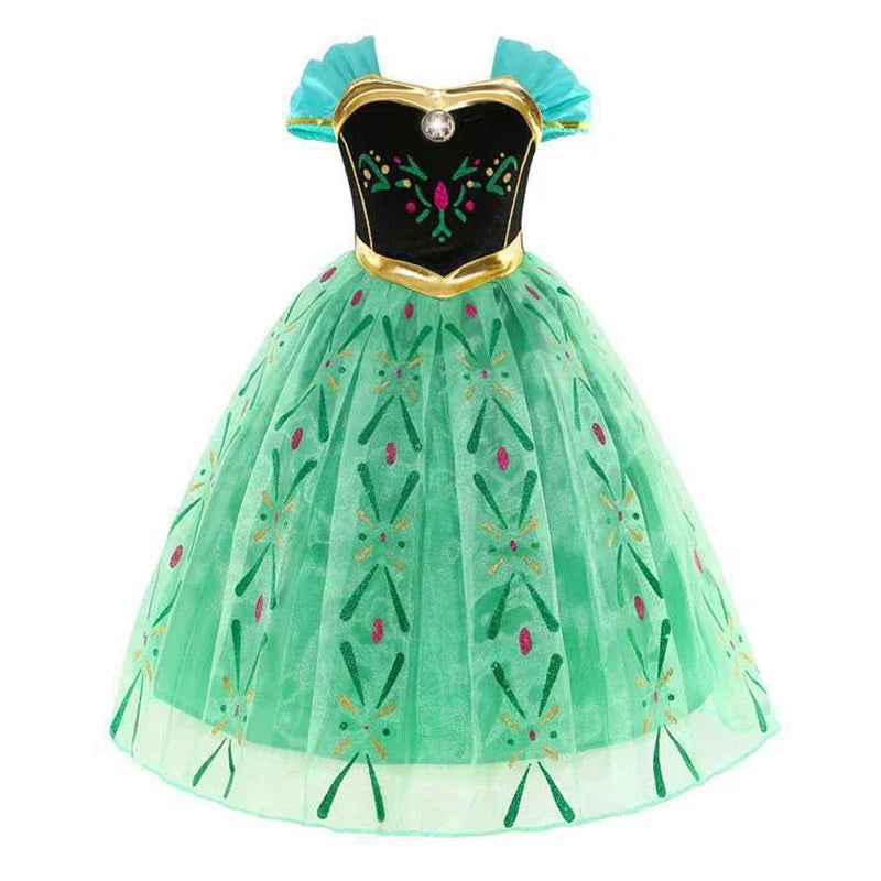 Elsa Dress for Girls 2-10 Yrs Birthday Role Anna Elsa Princess Dress for Kids Halloween Carnival Party Girls Costume
