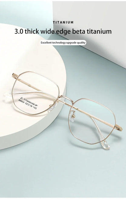 New Retro Simple Fashion Eyeglass Frames Semi Titanium Myopia Anti-Blue Light Glasses Customizable Prescription 86604