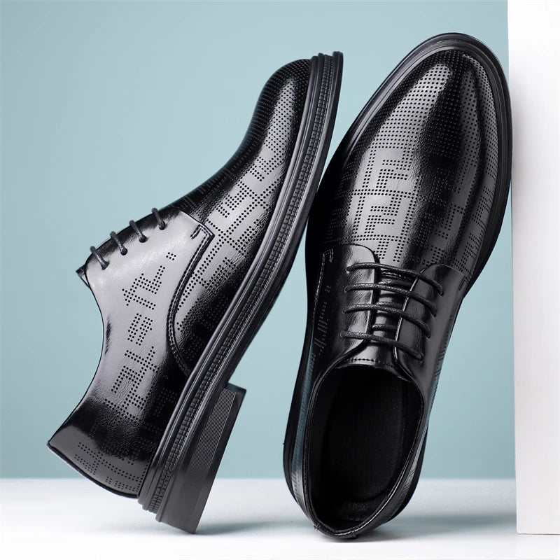 summer Men Elevator Shoes Dress Shoes Formal Leather Quality Busincess Lift 6CM 8CM Height Increased Man Elegance Wedding Shoes