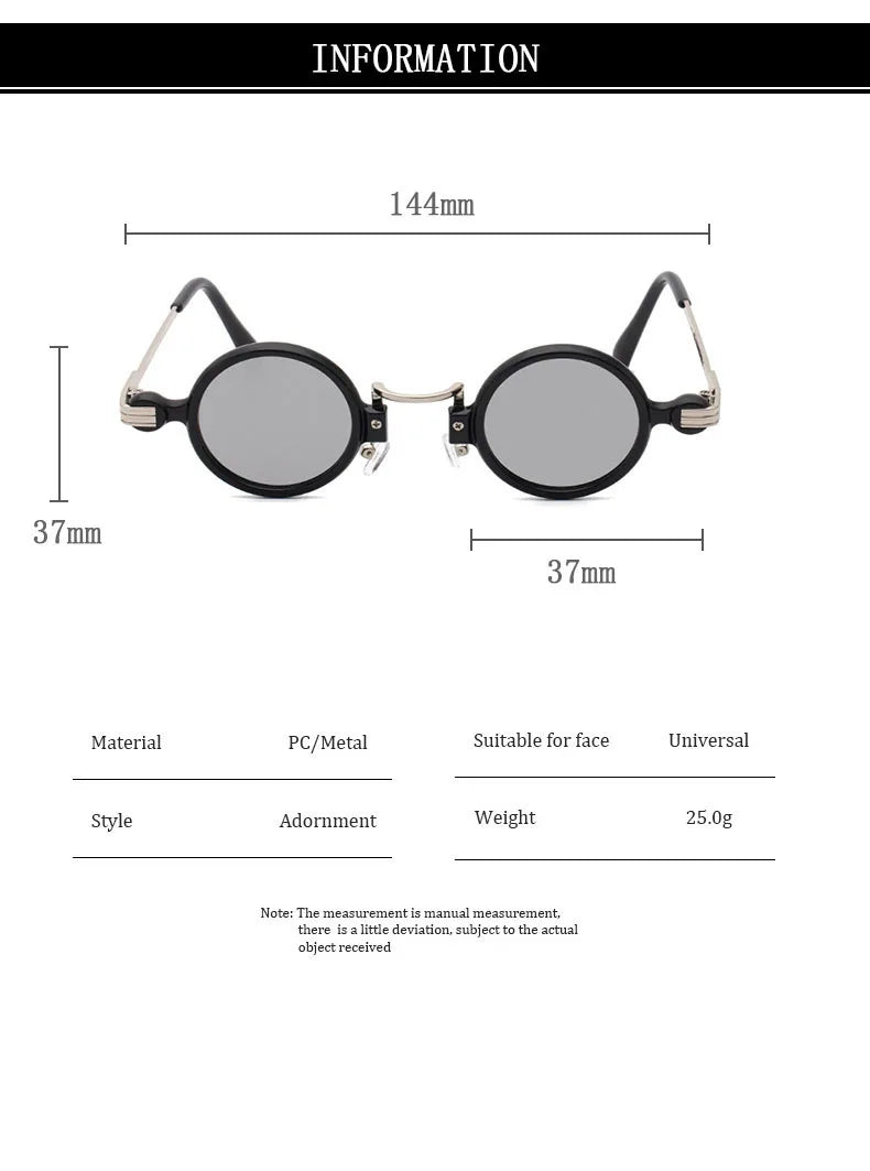 Small Round Punk Sunglass Men Vintage Vacation Steampunk Sunglasses Women Trendy Retro Fashion Glasses Gafas De Sol Hombre Vasos