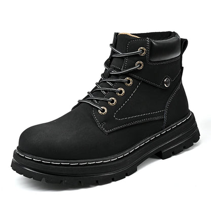 Handmade Outdoor Men Genuine Leather Boots Male Comfortable Business Party Casual Shoes Street Thick Sole Lace Up Shoes Big Size