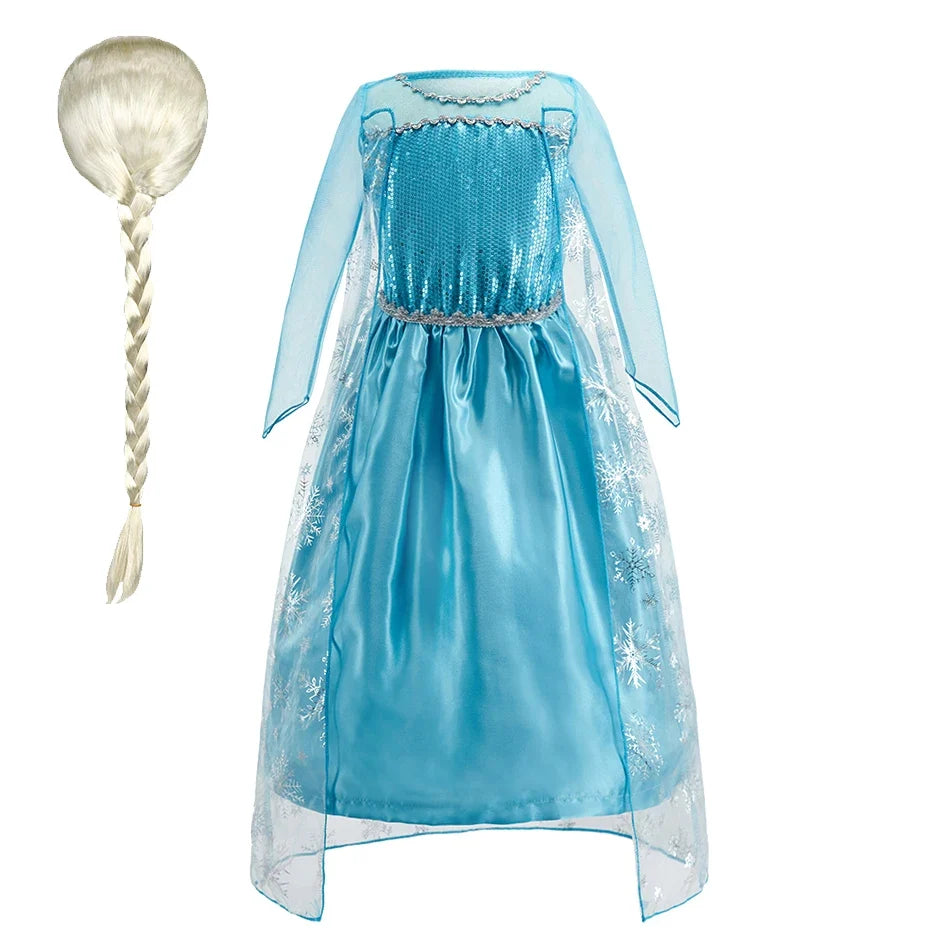 Children Anna Elsa Dress Girls Princess Cosplay Costume Kids Snow Queen Sequined Elegant Dress Girl Christmas Carnival Clothes
