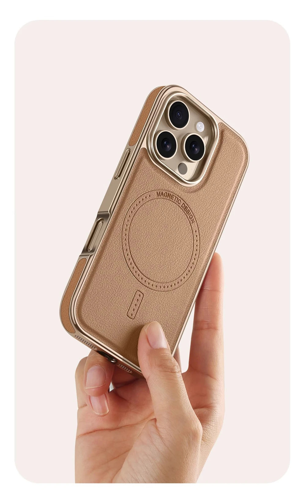 Premium Plating Frame Business Leather Magnetic Case for iPhone 17 16 15 14 13 Pro Max  Plus 17Air For Magsafe Shockproof Cover