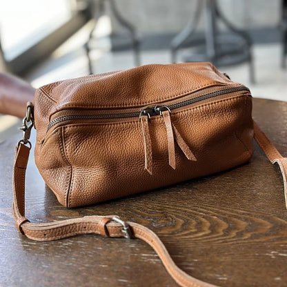 2026 New Leisure Genuine Leather Lightweight Women Shoulder Crossbody Bag Retro Soft Cowhide Versatile Bag