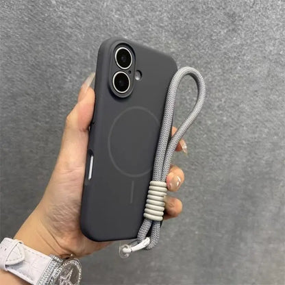 Candy Soft Liquid Silicone for Magsafe Case for iPhone 18 17 16 15 14 Pro Max Shockproof Magnetic Charging Lanyard Strap Cover