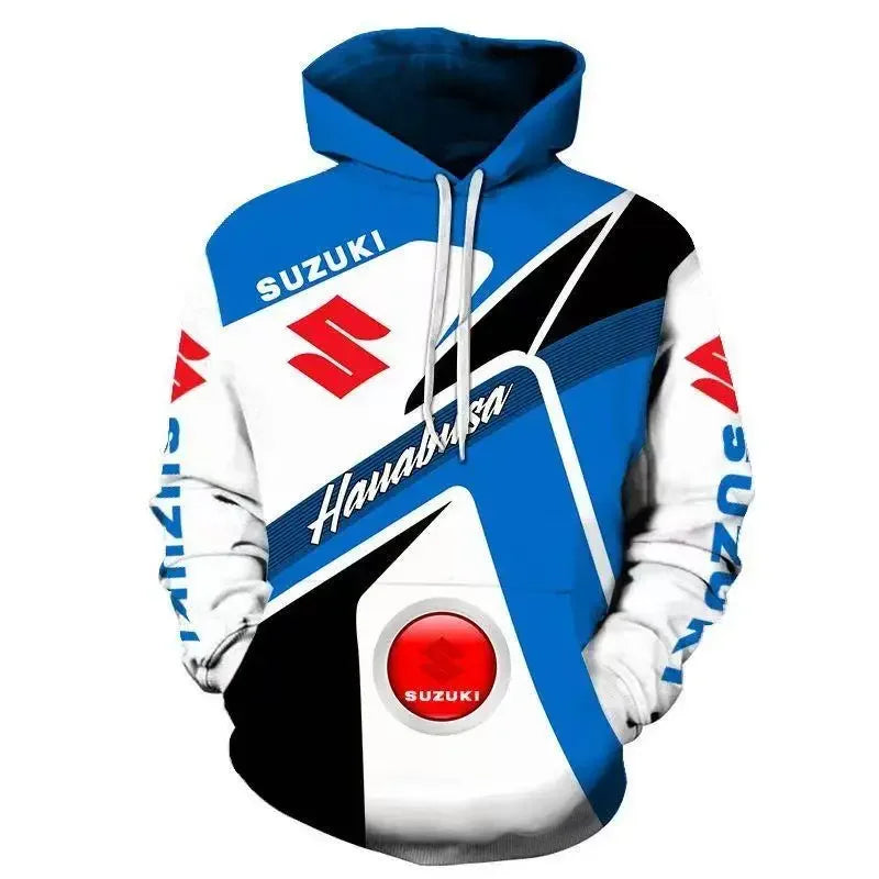 men's casual hoodie, 3D printed long-sleeved top for outdoor motorcycle and bicycle enthusiasts, autumn and winter