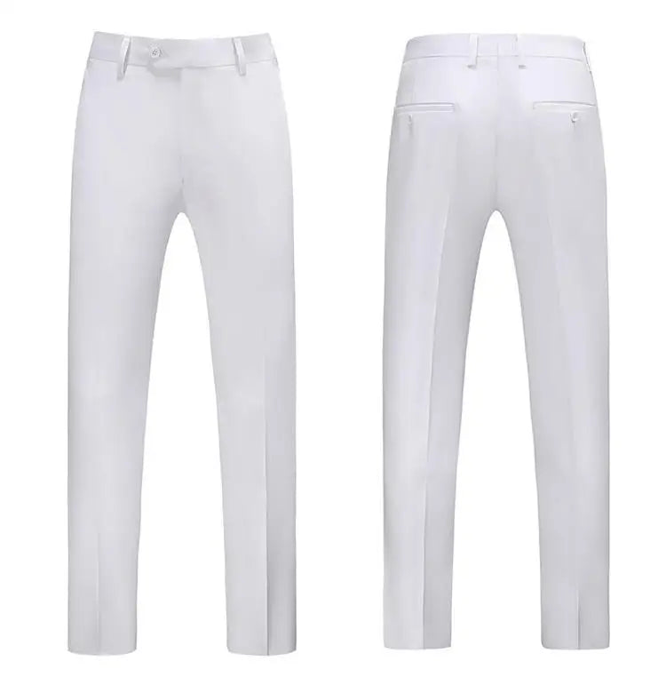 19 Colors High Quality Men's Solid Color Slim Fit Suit Pants Fashion Formal Business Social Groom Wedding High End Trousers