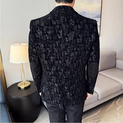 High Quality Plush Jacquard fashion Suit Jacket  Korean Version Slim Fit Business Retro Casual Social Wedding Suit Blazer 5XL-M