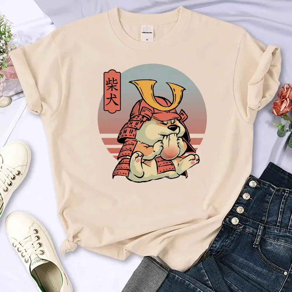 Shiba Inu top women anime tshirt female designer clothing
