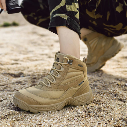 Summer Fashion Men Boots Outdoor Leather Boots Breathable Combat Boots Plus Size 46 Desert Boots Walk Shoes Autumn