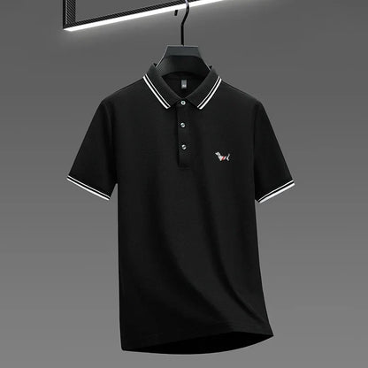 100% pure cotton summer new men's trendy shortsleeved luxury customized business casual polo shirt designer brand badge T-shirt