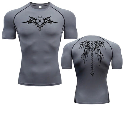 Men's Compression Shirt Anime Print Gym Sport Quick Dry Gym TShirts Fitness Athletic Undershirts Elasticity Tops Tee Summer Male