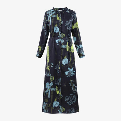 AS AW25 satin dress elegance lady ruffled neck woman clothes with Removable belt
